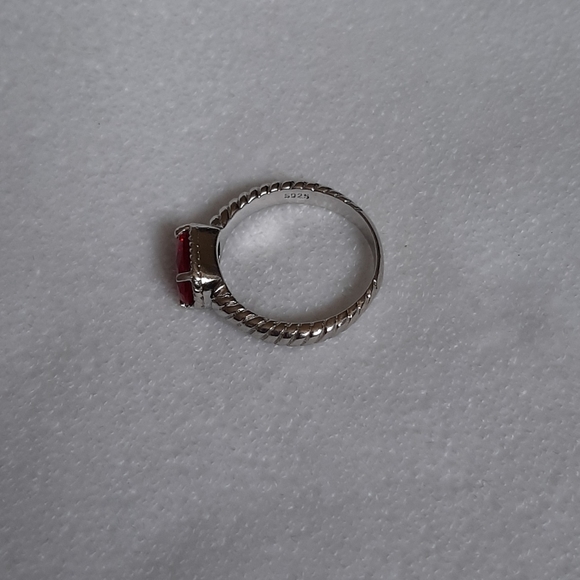 Pink Created Sapphire 925 Sterling Silver Ring - Picture 9 of 11